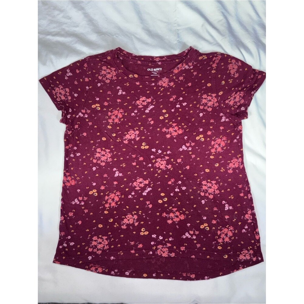 Old Navy size medium Maroon Floral Short Sleeve Tee